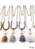 Boho Necklace, RH Antique Brass Green Amazonite Stone Glass